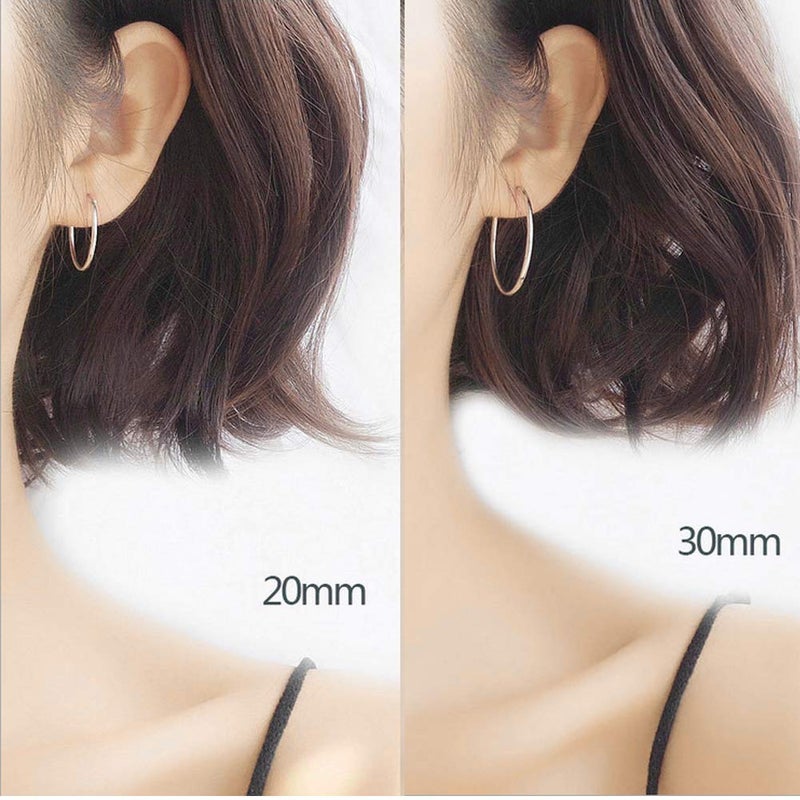YFN Tiny Small Hoop Earrings Sterling Silver Polished Round Circle Endless Earrings Hoops 20MM - Image 2